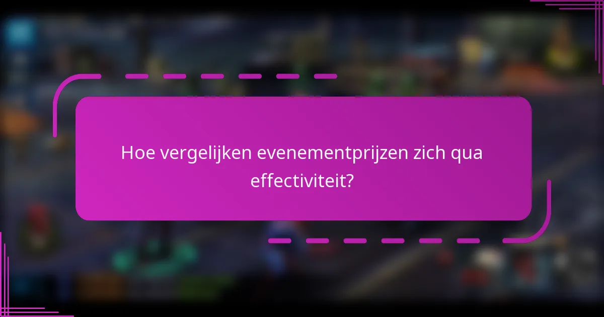 Hoe vergelijken evenementprijzen zich qua effectiviteit?