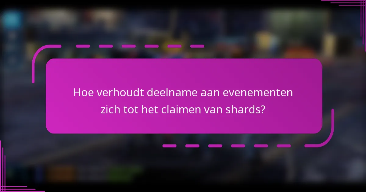 Hoe verhoudt deelname aan evenementen zich tot het claimen van shards?